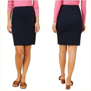 NWT J. McLaughlin Serina Button Detail Skirt Winter Navy Blue Size 0
